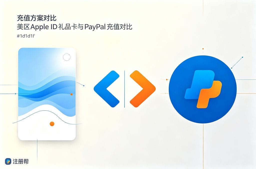 2026美区Apple ID注册后必看:外区ID充值、防封与双账号管理全攻略 10 美区Apple ID账号礼品卡与PayPal充值对比图