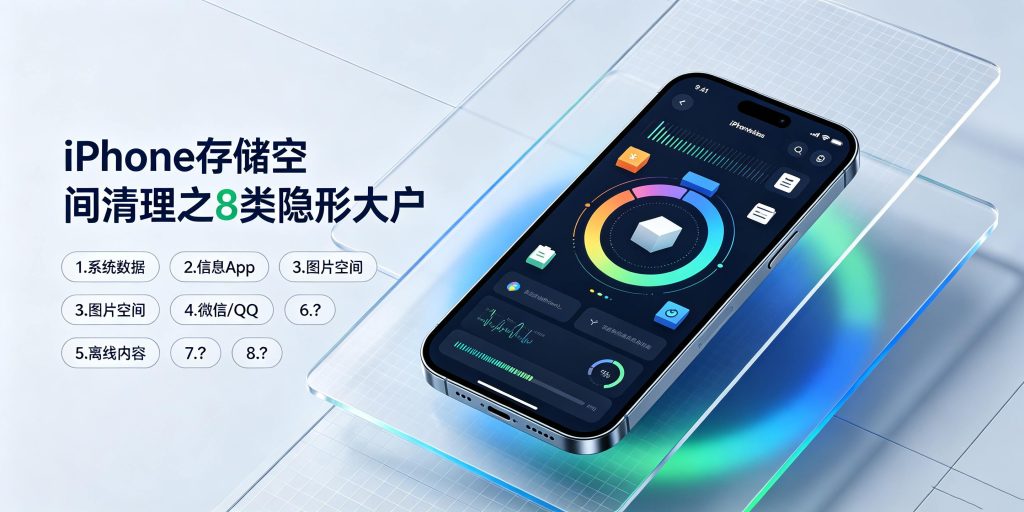 iPhone存储空间清理与8类隐形占用清理示意图